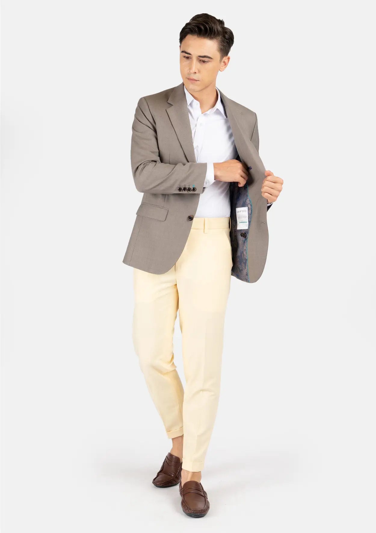 Astor Light Brown Sharkskin Jacket - SARTORO