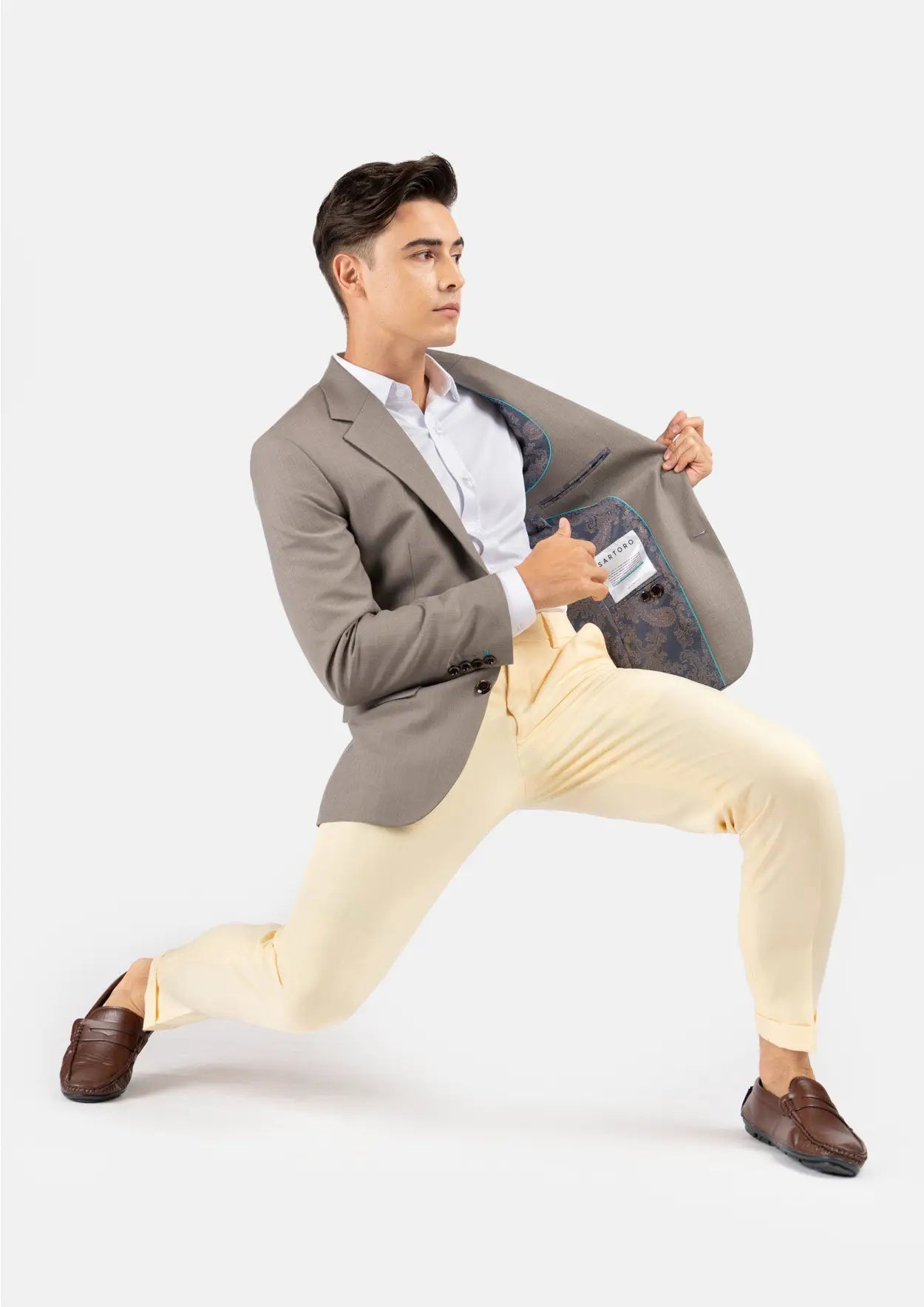 Astor Light Brown Sharkskin Jacket - SARTORO