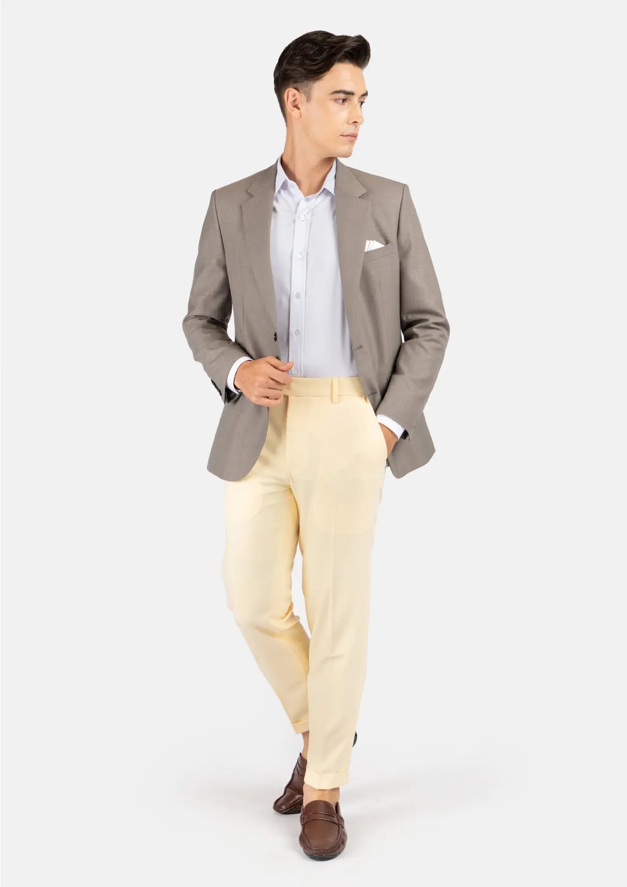 Astor Light Brown Sharkskin Jacket - SARTORO
