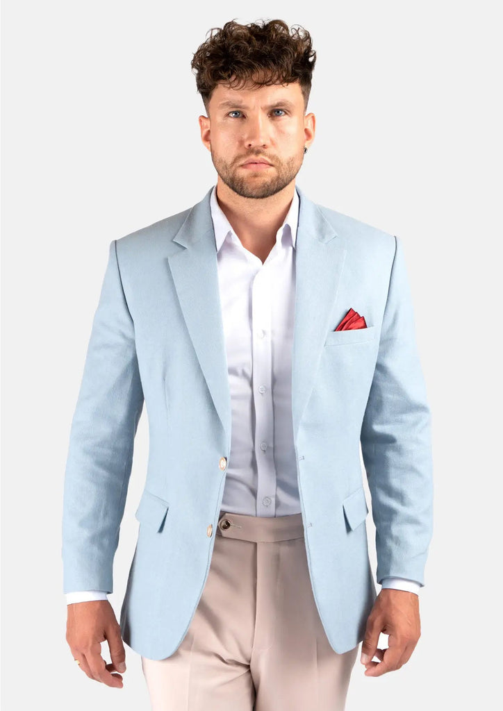 Light blue 2025 linen jacket mens