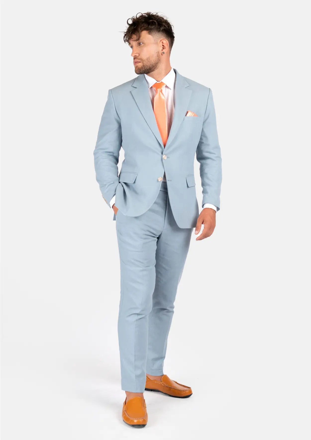 Astor Maya Blue Linen Suit - SARTORO
