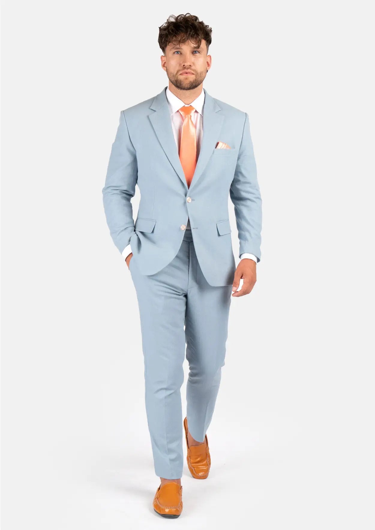 Astor Maya Blue Linen Suit - SARTORO