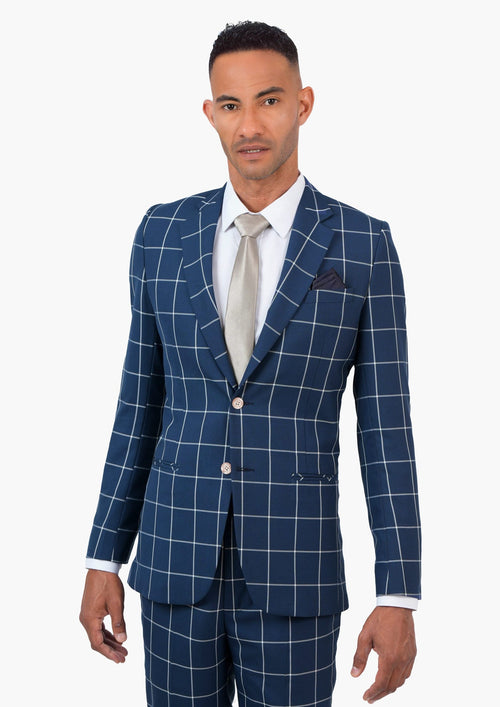 Astor Oxford Blue Windowpane Jacket - SARTORO