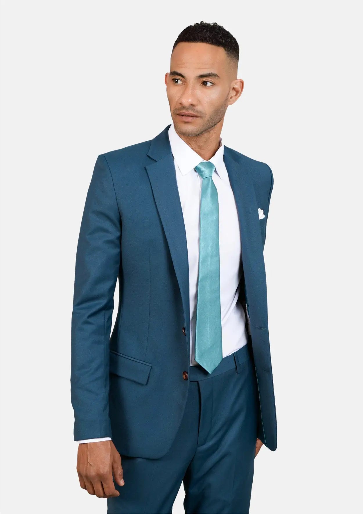 Astor Prussian Teal Twill Jacket - SARTORO