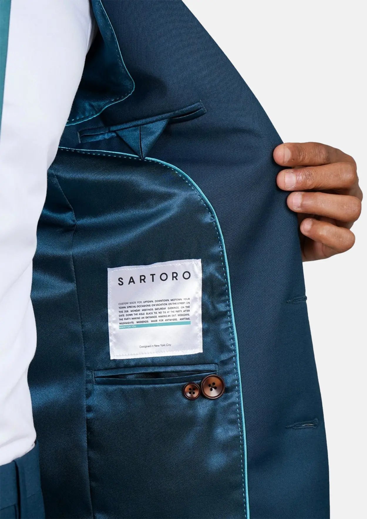 Astor Prussian Teal Twill Jacket - SARTORO