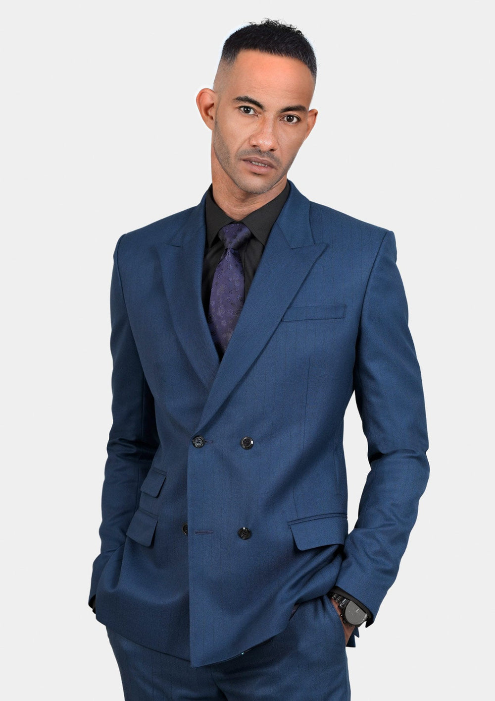 Prussian Blue Pinstripe Suit536