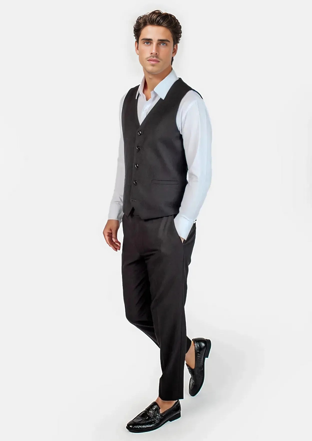 Black Crosshatch Vest - SARTORO