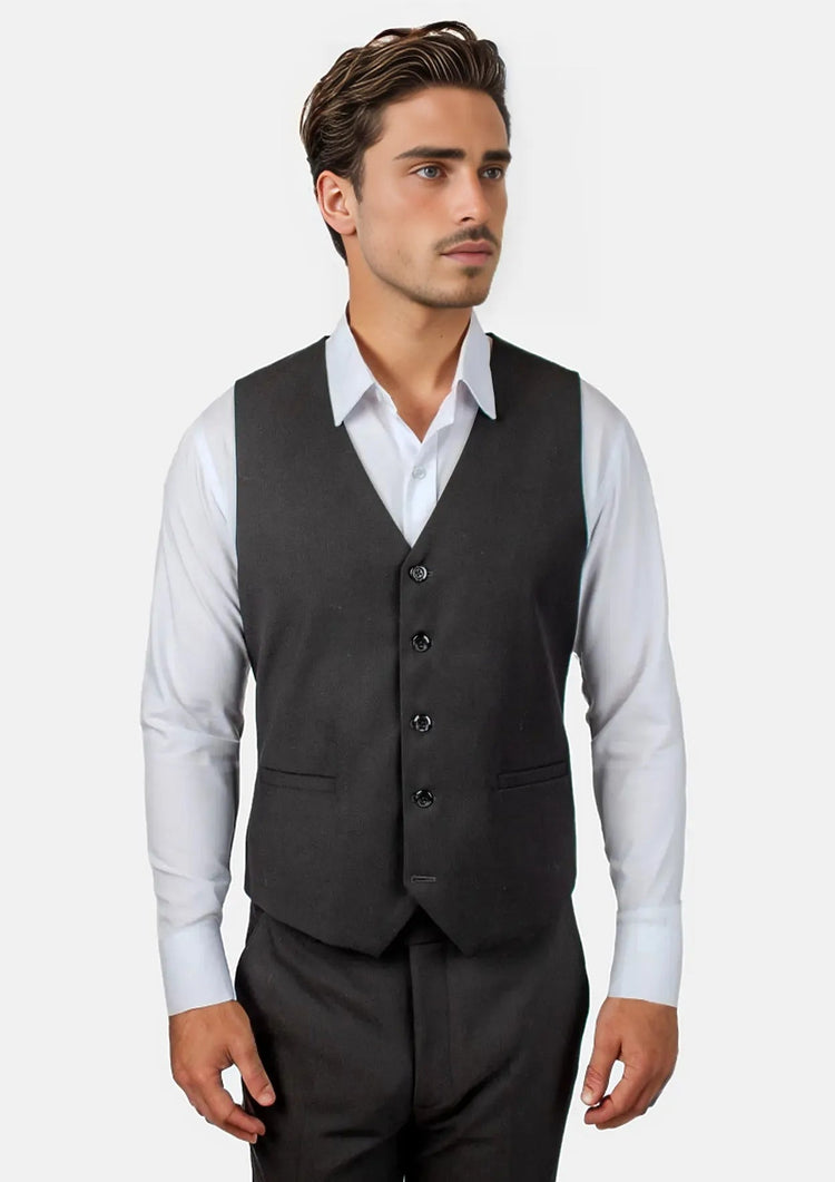 Black Crosshatch Vest - SARTORO906