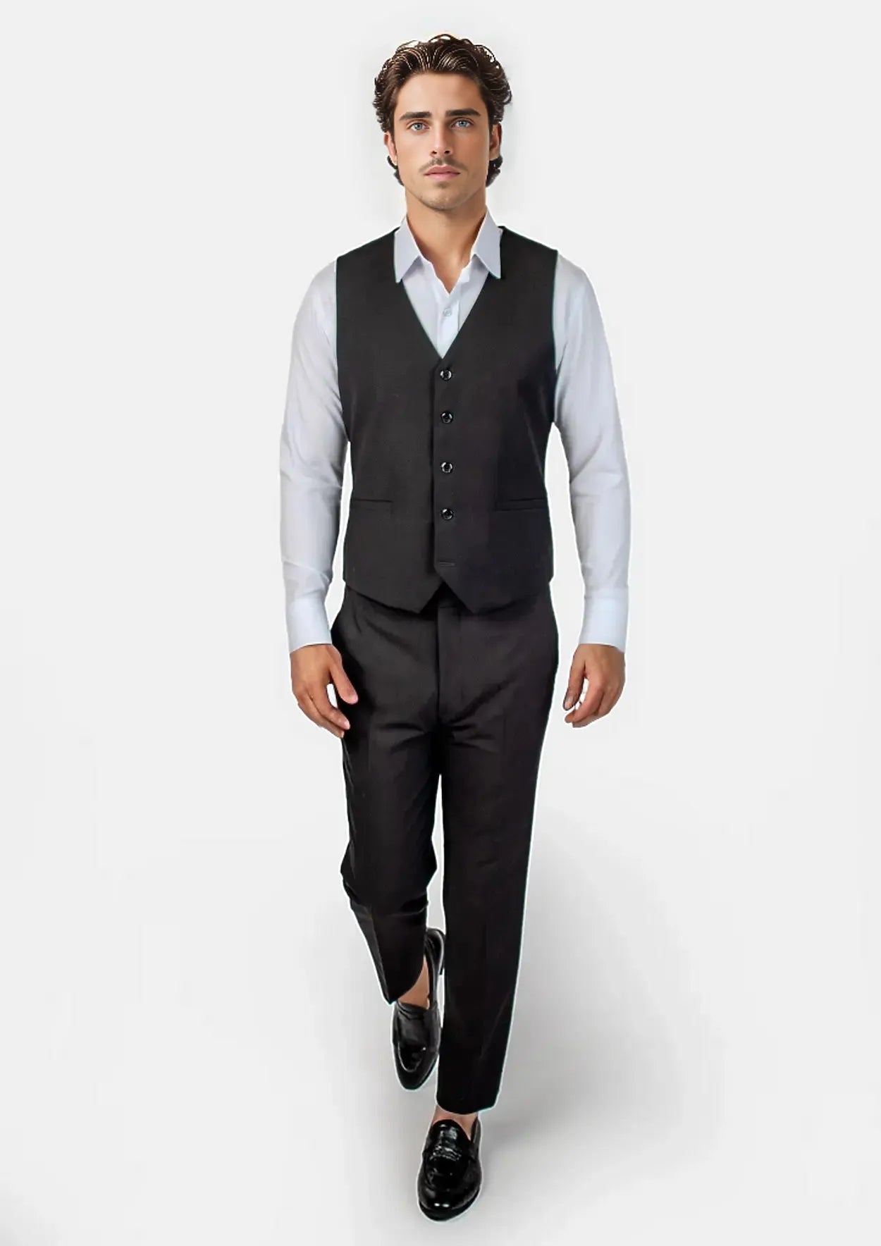 Black Crosshatch Vest - SARTORO