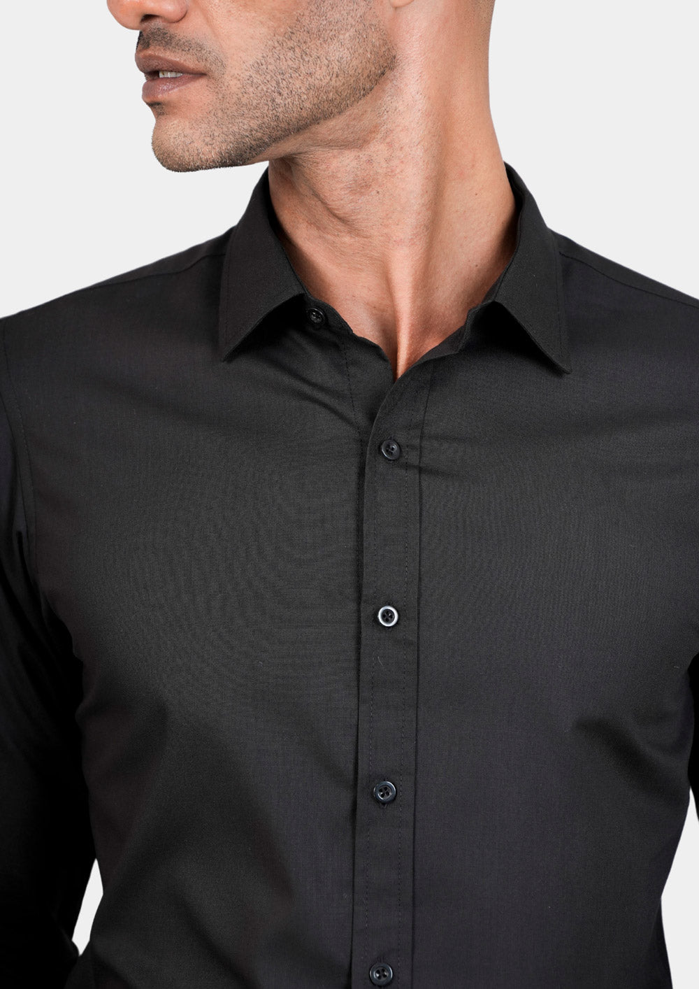 Black Egyptian Cotton Broadcloth Shirt - SARTORO