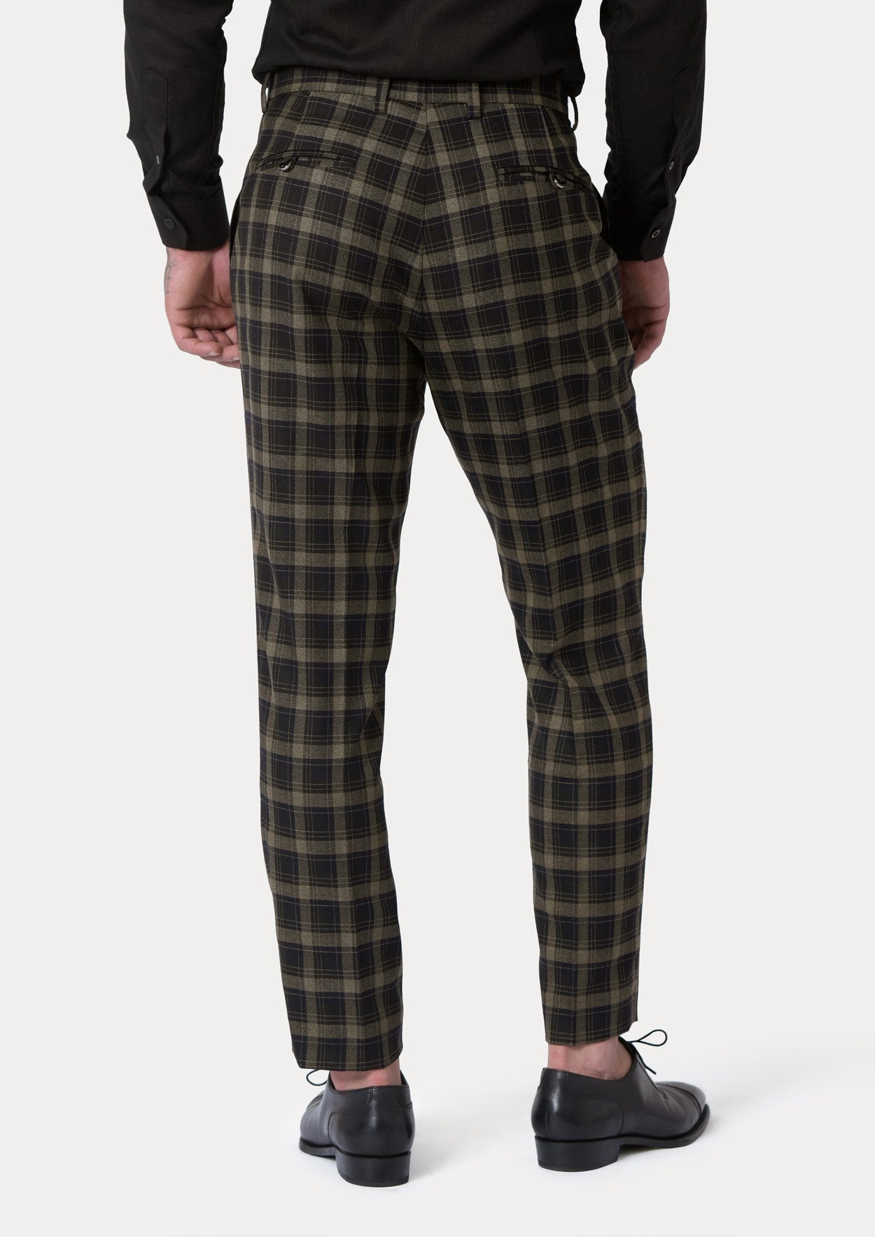Black &amp; Gold Check Pants - SARTORO