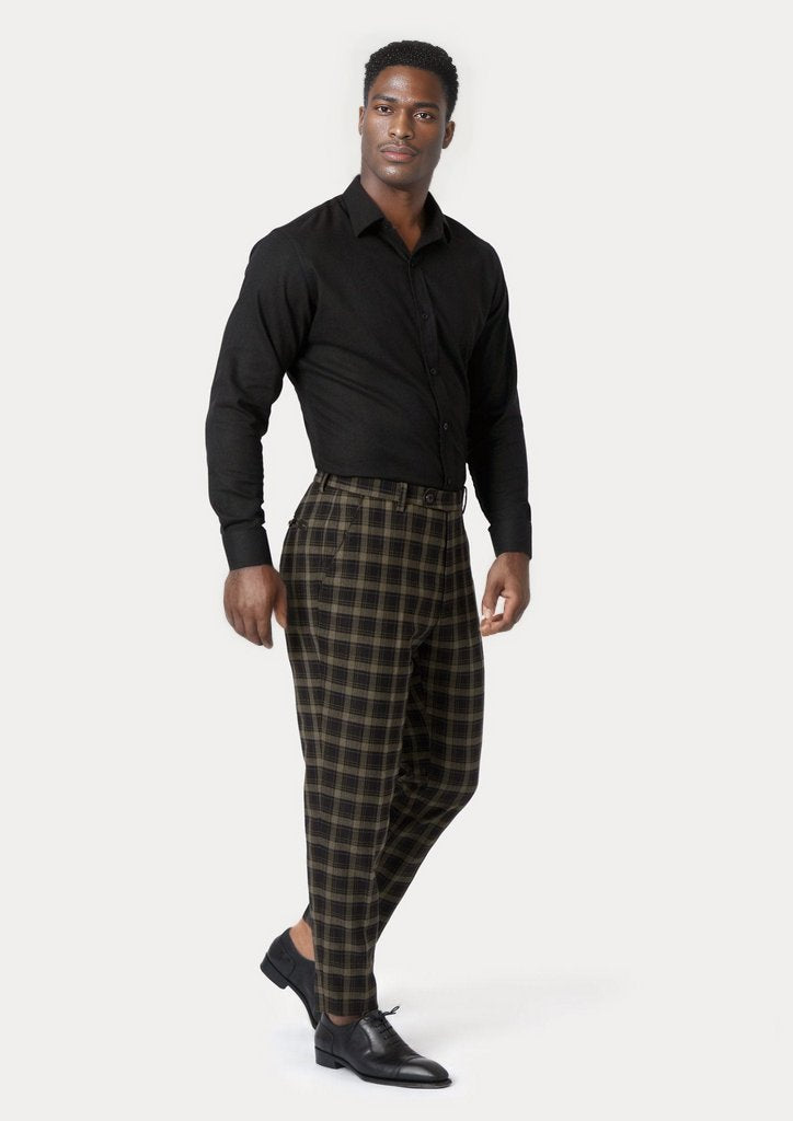 Black &amp; Gold Check Pants - SARTORO