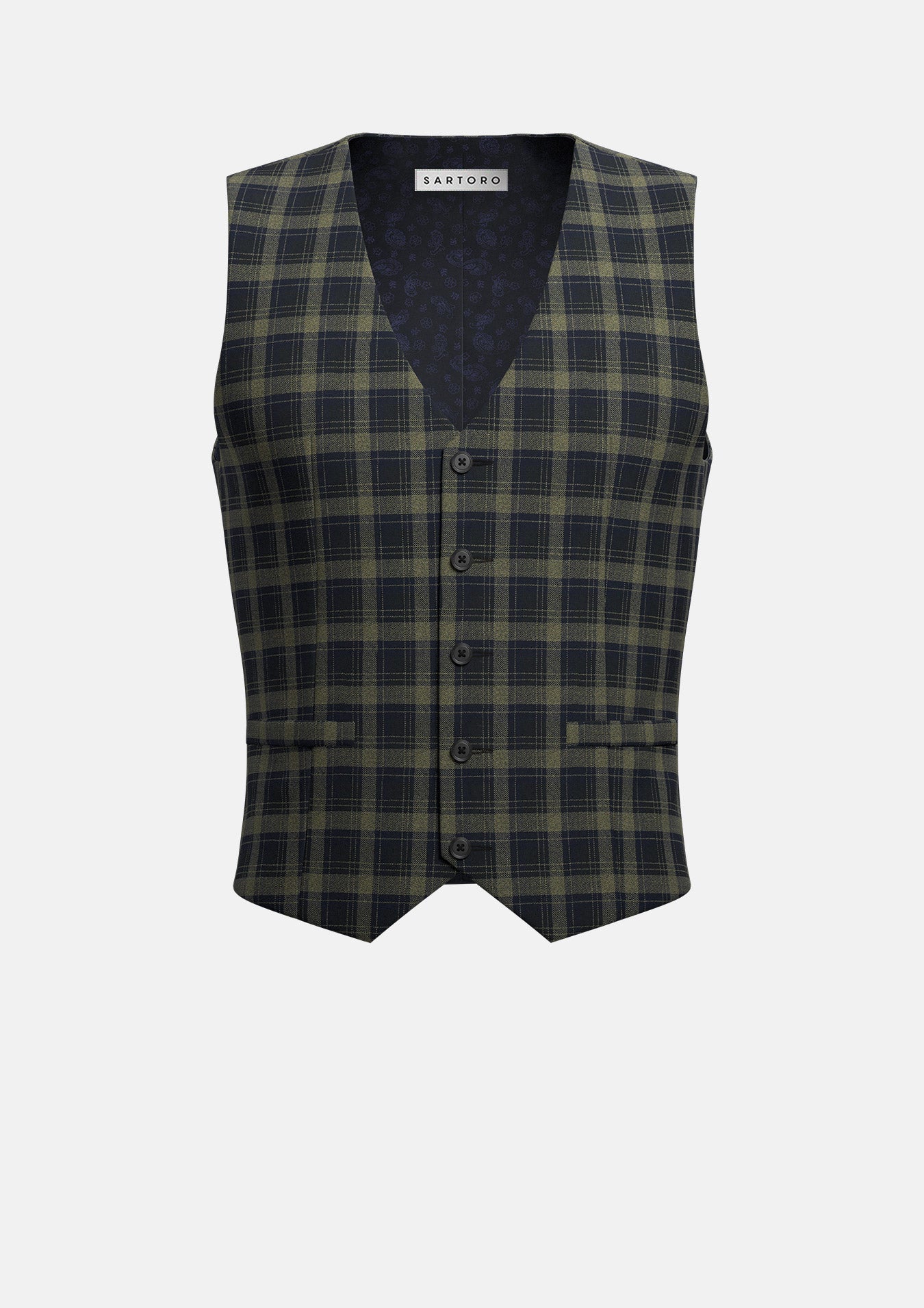 Black &amp; Gold Check Vest - SARTORO