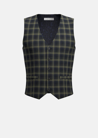 Black & Gold Check Vest - SARTORO