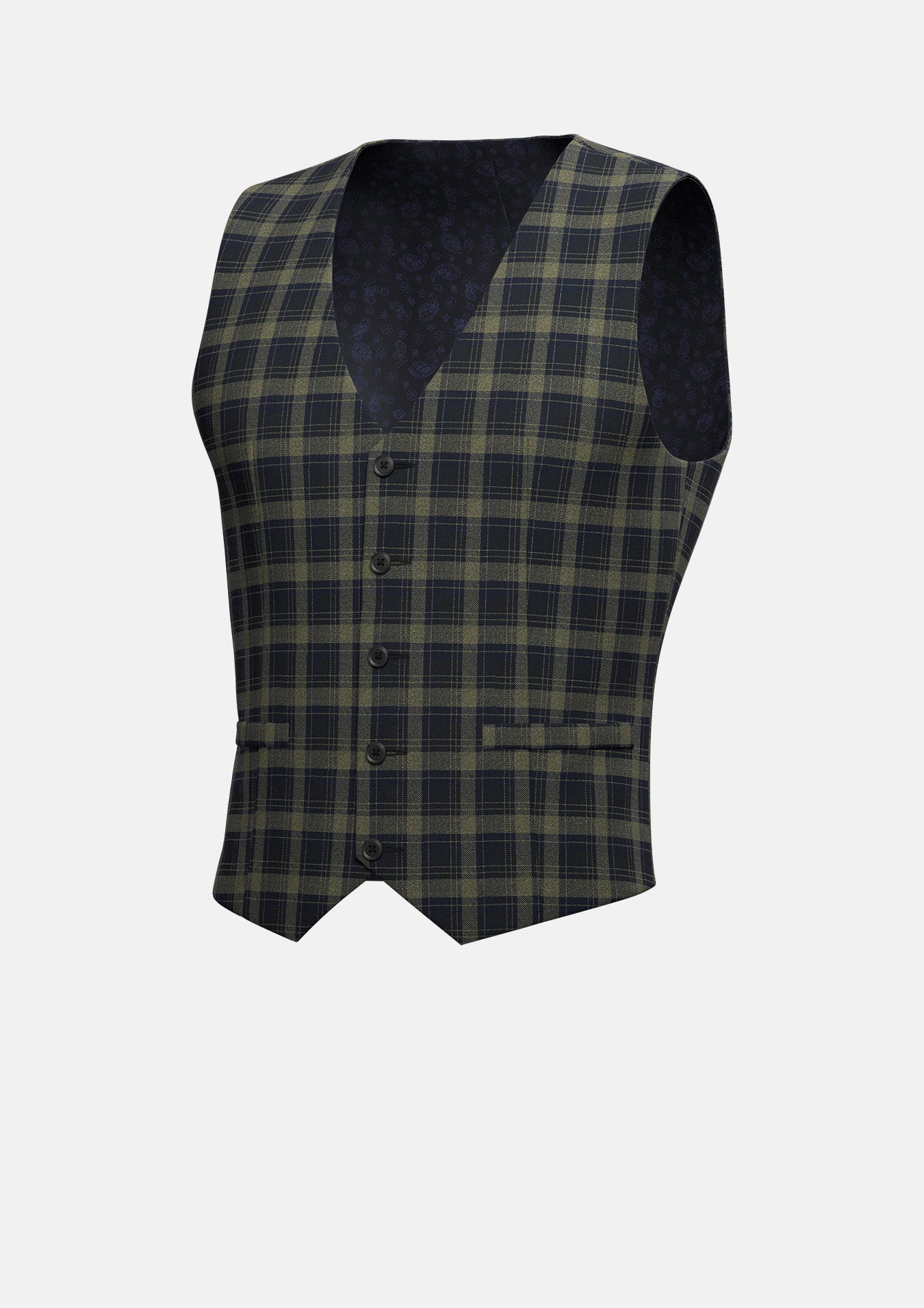 Black &amp; Gold Check Vest - SARTORO