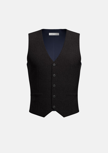 Black Linen Vest - SARTORO