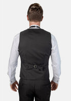 Black Sharkskin Vest - SARTORO467