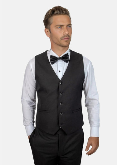 Black Sharkskin Vest - SARTORO