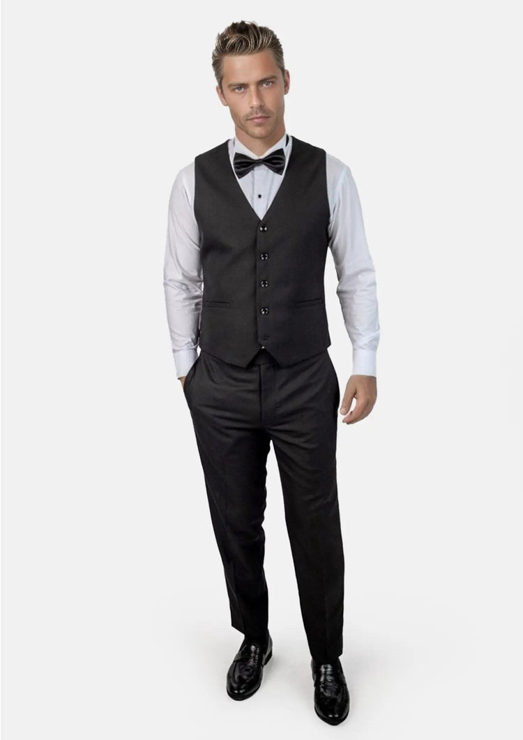 Black Sharkskin Vest - SARTORO17