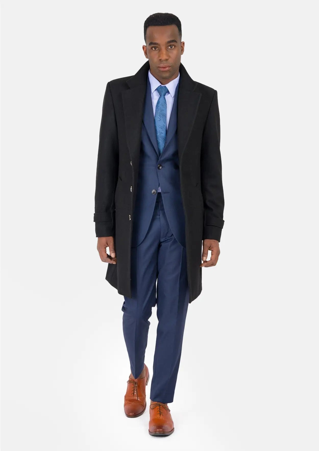 Black Wool Classic Overcoat - SARTORO