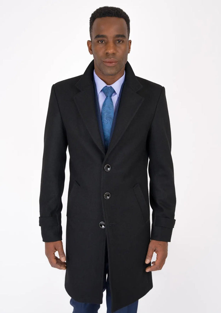 Black Wool Classic Overcoat - SARTORO152