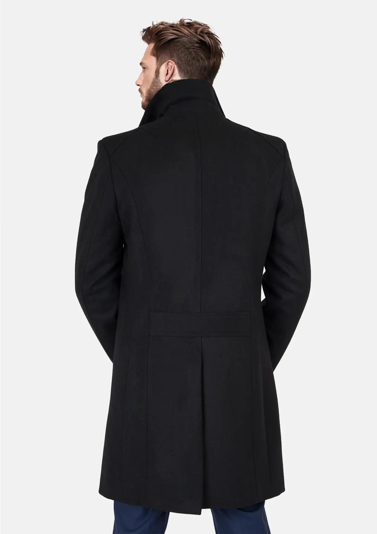 Black Wool Signature Peacoat - SARTORO