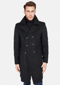 Black Wool Signature Peacoat - SARTORO