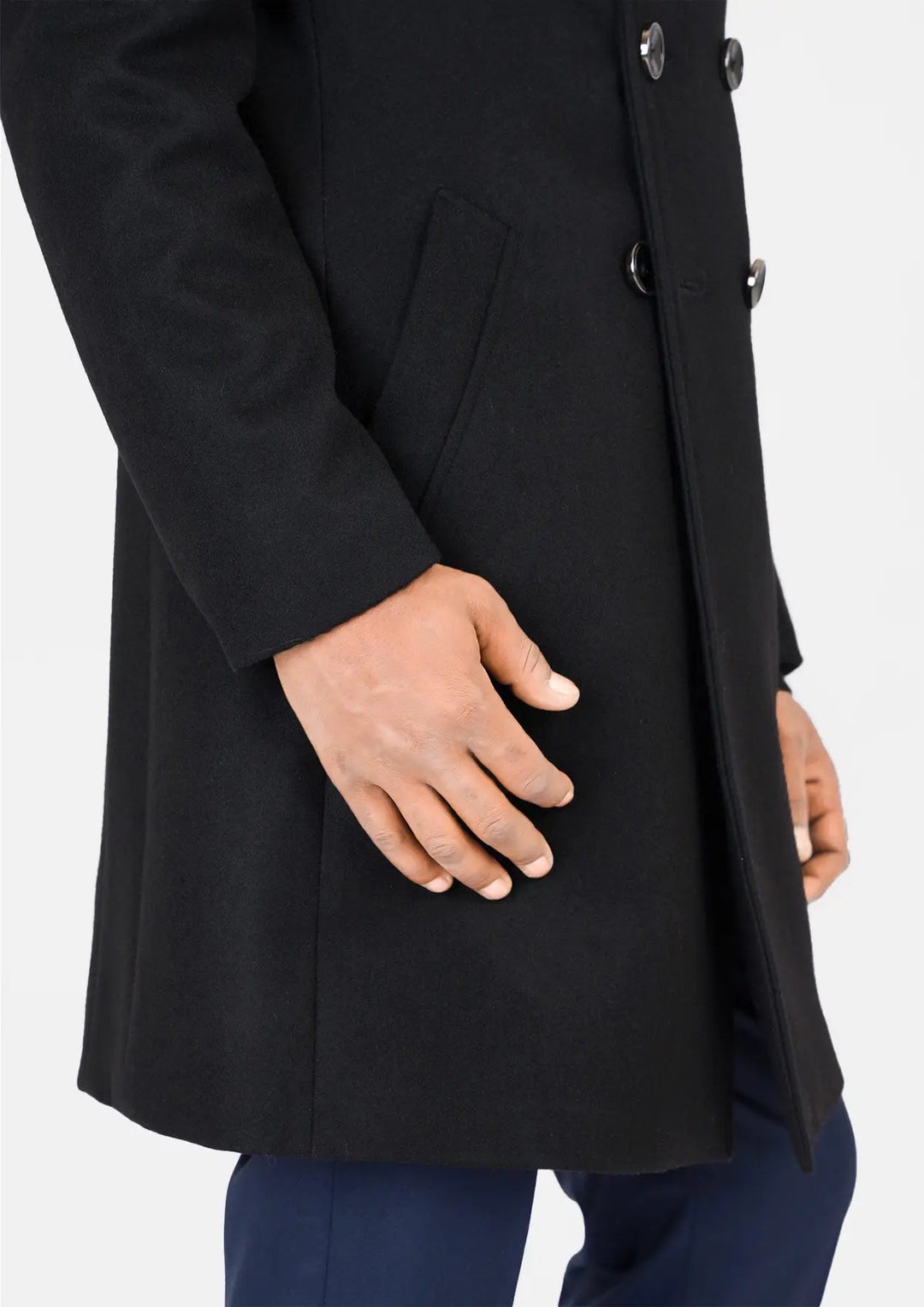 Black Wool Signature Peacoat - SARTORO