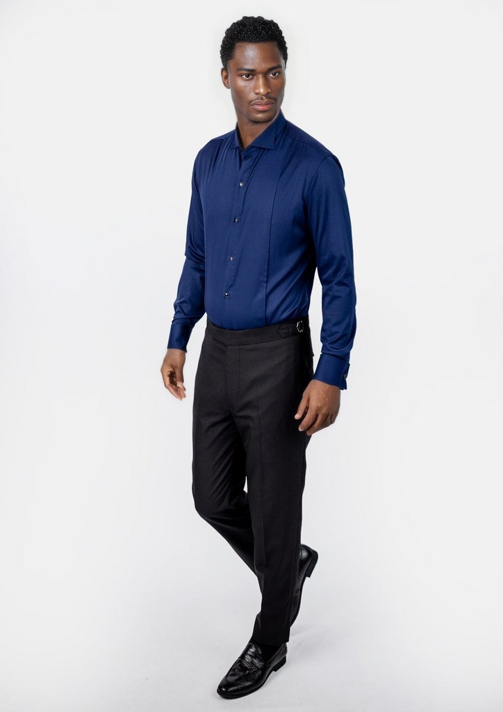 Blue Bamboo Tuxedo Shirt - SARTORO