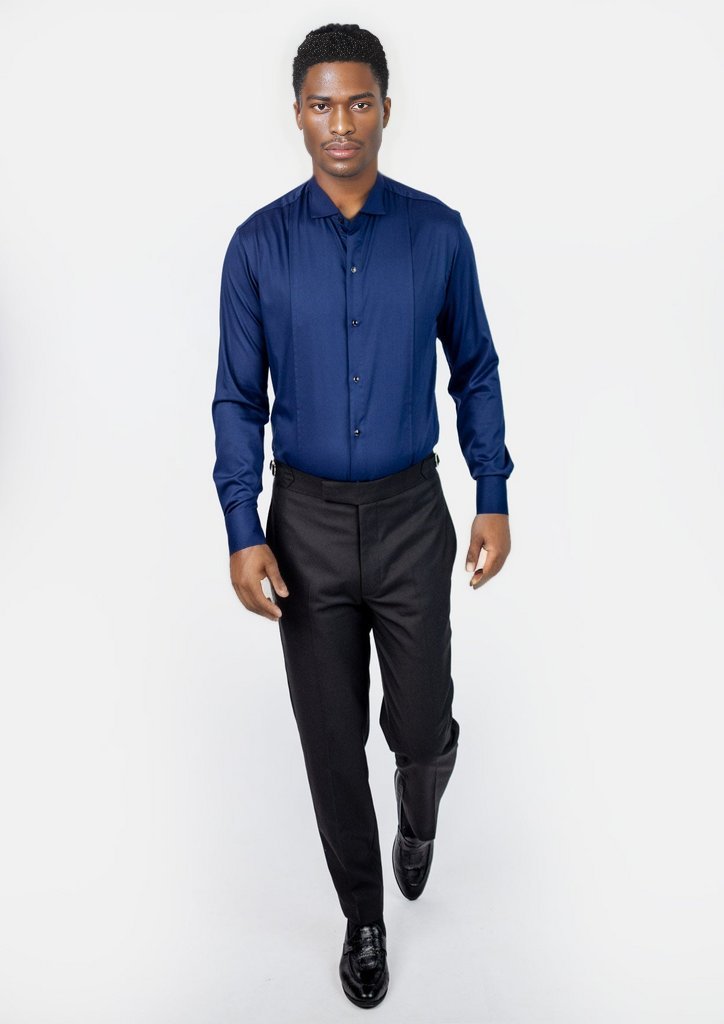 Blue Bamboo Tuxedo Shirt - SARTORO