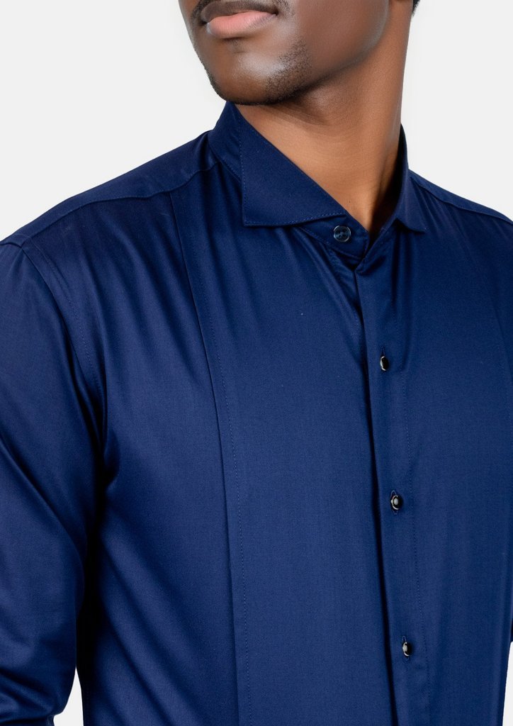 Blue Bamboo Tuxedo Shirt - SARTORO