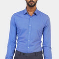 Blue Egyptian Cotton Broadcloth Shirt - SARTORO