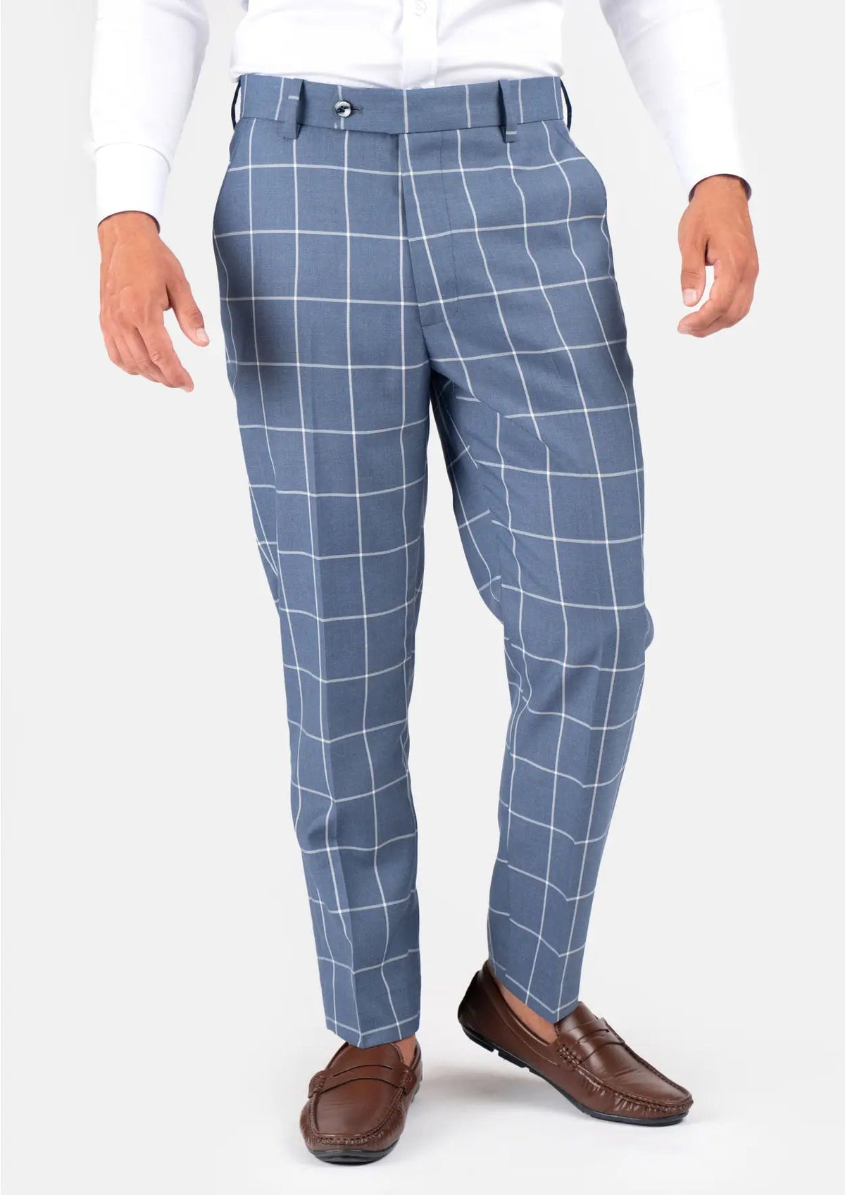 Men's Blue Windowpane Pants | SARTORO Men's Blue Windowpane Pants | SARTORO