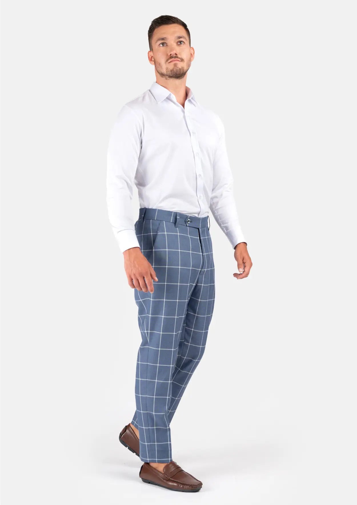 Blue Windowpane Pants - SARTORO