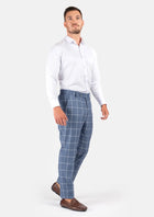Blue Windowpane Pants - SARTORO31
