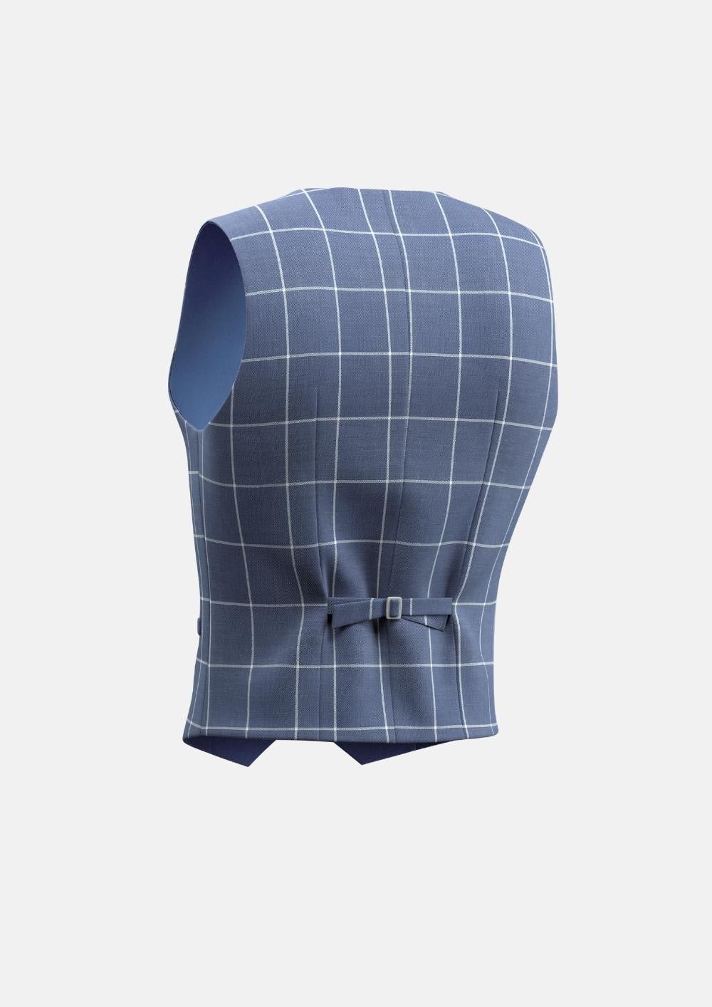 Blue Windowpane Vest - SARTORO