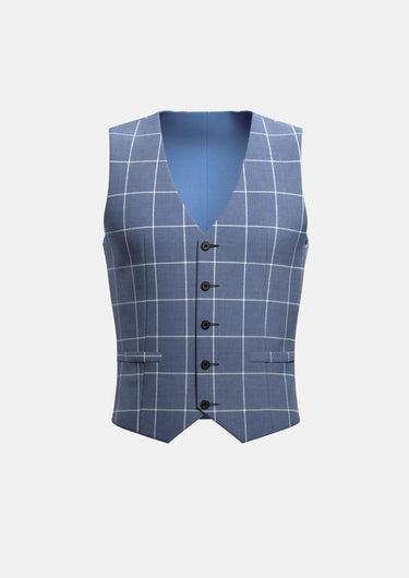 Blue Windowpane Vest - SARTORO