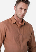 Brown Amber Linen Shirt - SARTORO