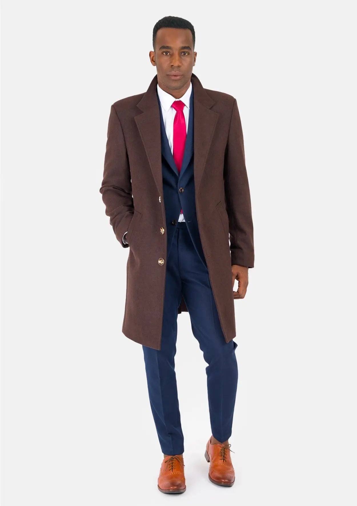 Brown Wool Classic Overcoat - SARTORO