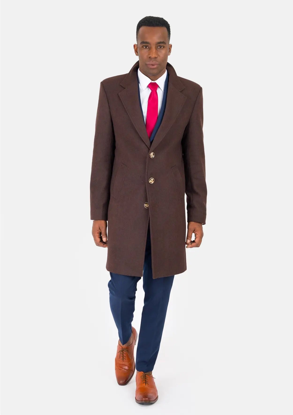 Brown Wool Classic Overcoat - SARTORO