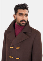 Brown Wool Signature Peacoat - SARTORO849