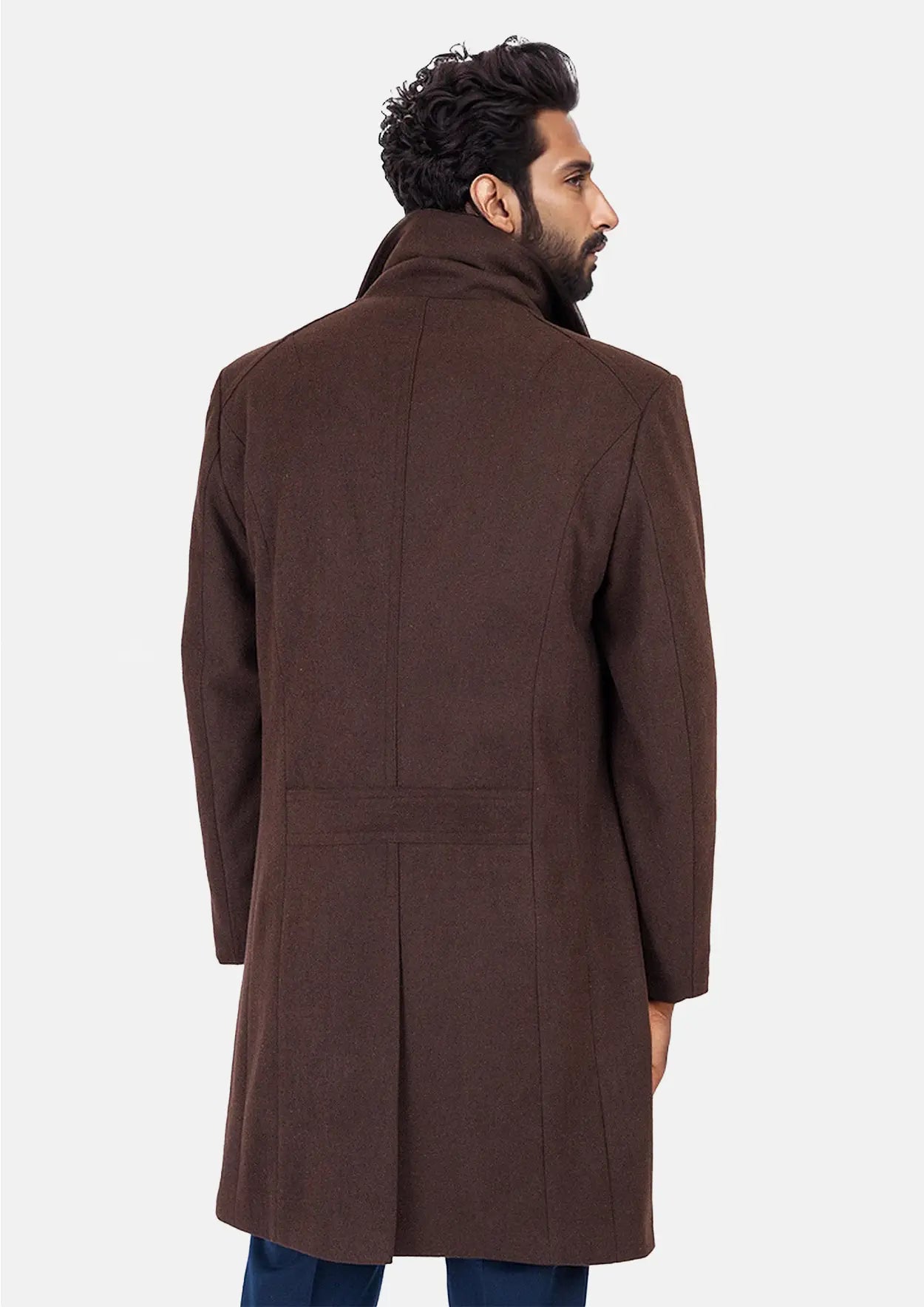 Brown Wool Signature Peacoat - SARTORO