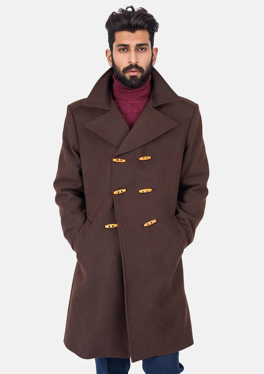 Brown Wool Signature Peacoat817