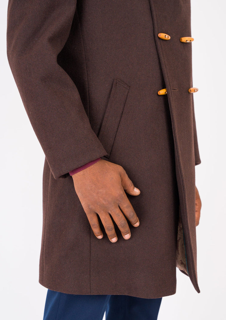 Brown Wool Signature Peacoat - SARTORO703