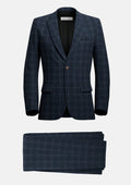 Bryant Charcoal Blue Check Flannel Suit - SARTORO