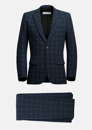 Bryant Charcoal Blue Check Flannel Suit