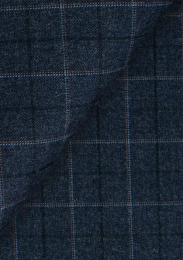 Bryant Charcoal Blue Check Flannel Suit - SARTORO