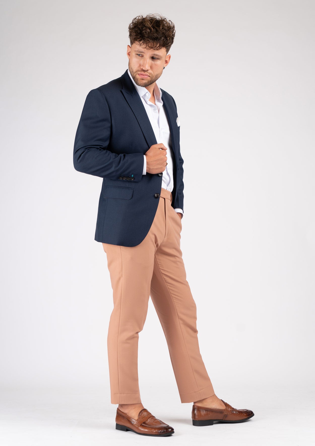 Bryant Navy Sharkskin Jacket - SARTORO