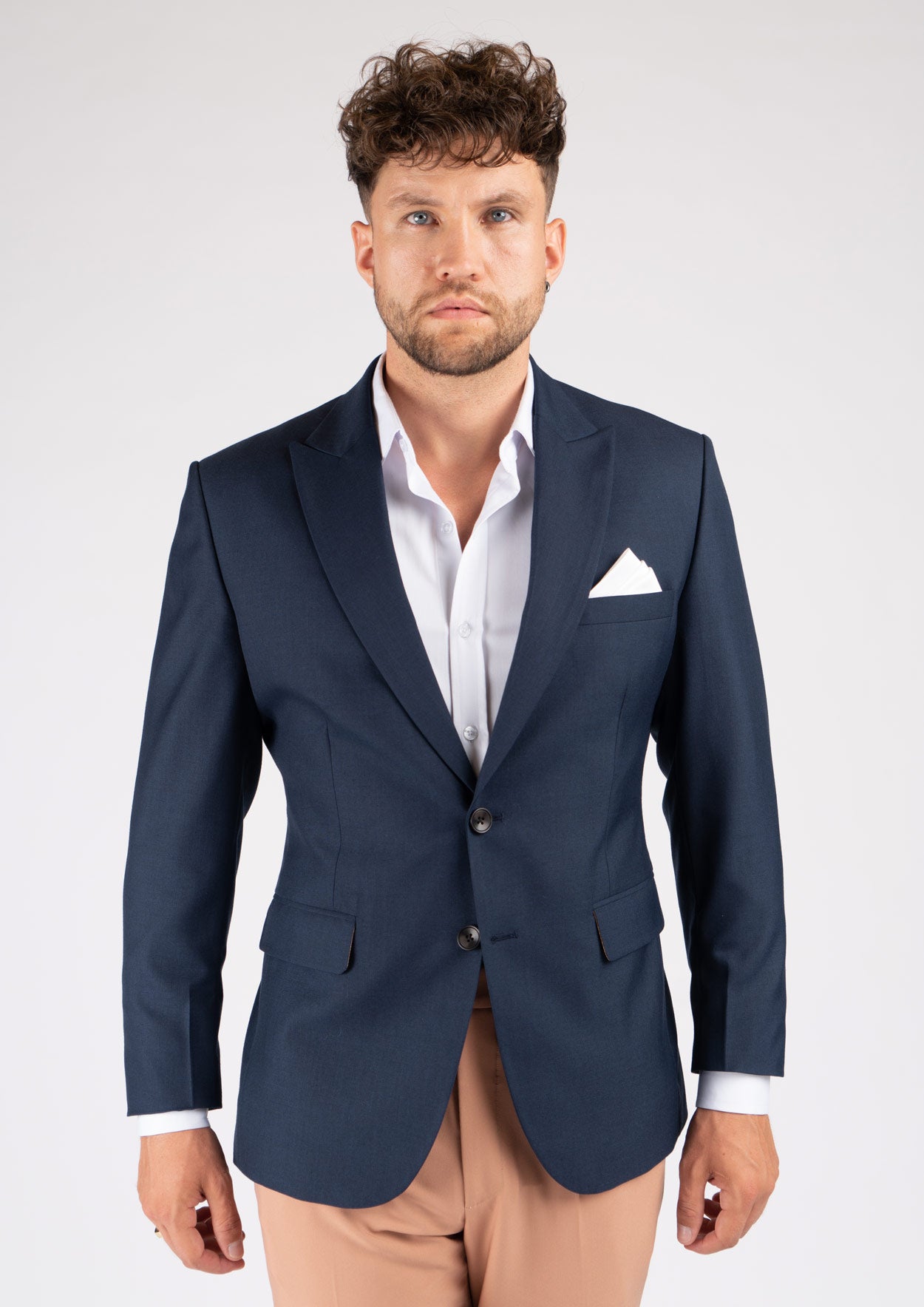 Bryant Navy Sharkskin Jacket - SARTORO