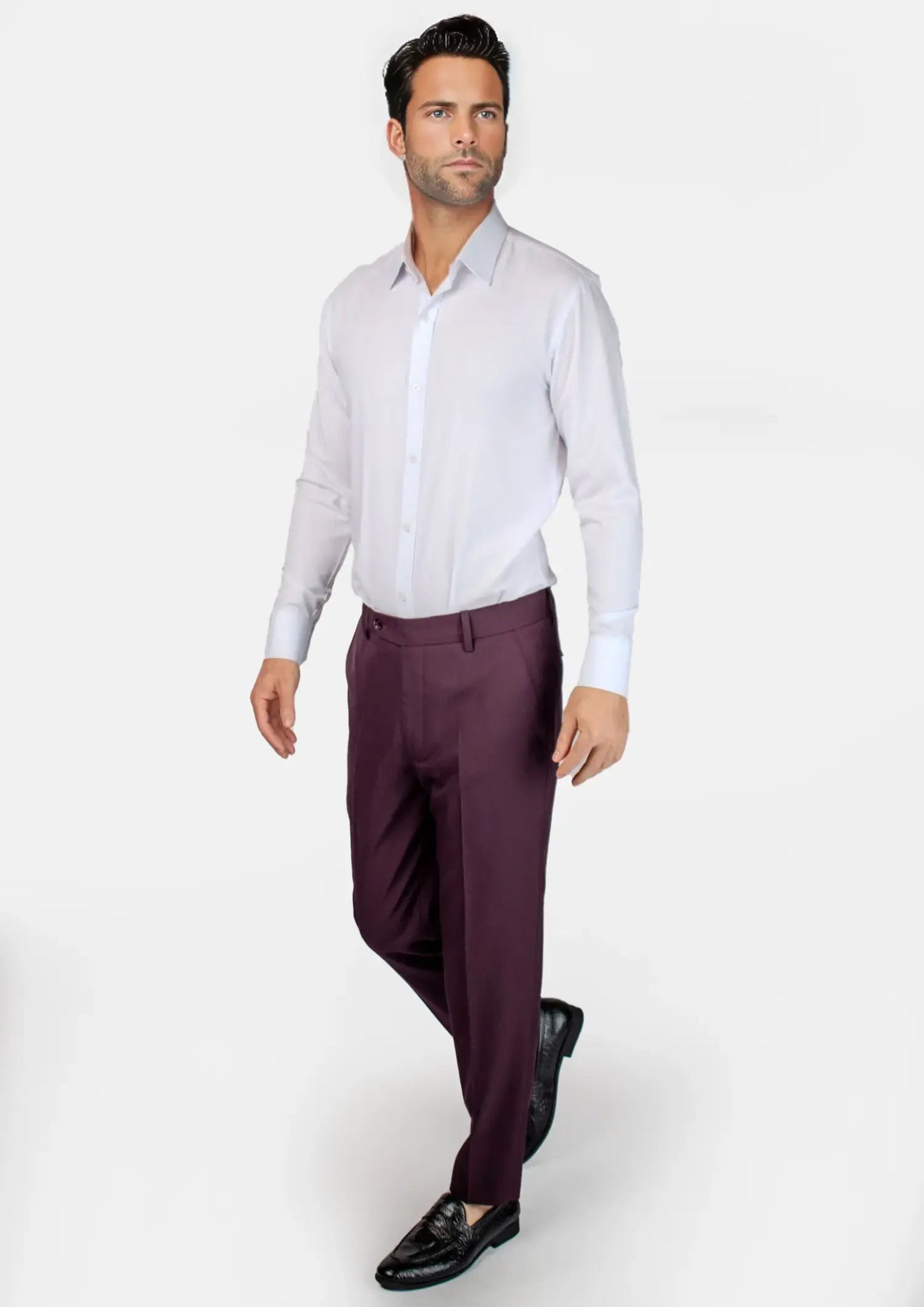 Burgundy Sharkskin Pants - SARTORO